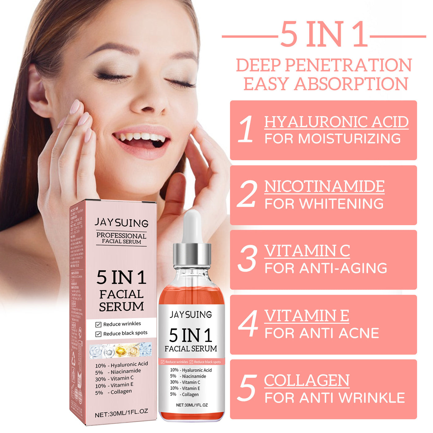 5 In 1 Anti Aging Collagen Facial Serum - Euphorale